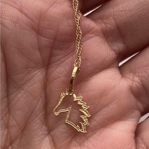 14k Yellow Gold Horse Charm Necklace